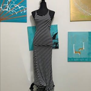 Black and white stripes maxi summer dress S